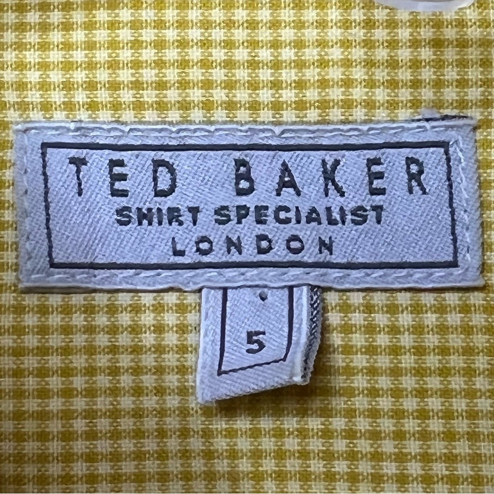 Ted Baker of London Men’s Gold Checked Dress Shirt Size 5 = US Size XL - Picture 7 of 9